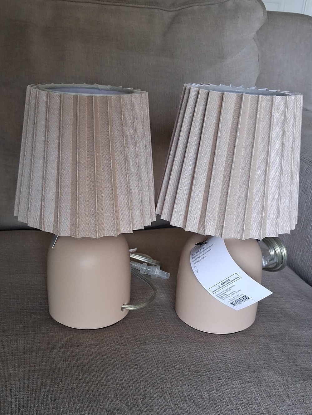 New Set of 2 Biege Room Essential Lamps